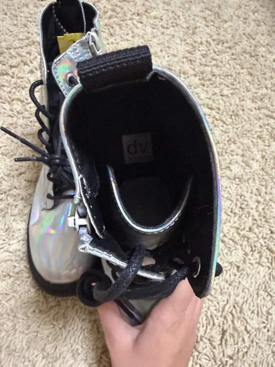 Dolce Vita Kids Holographic Combat Boots - Black Laces - Picture 5 of 6